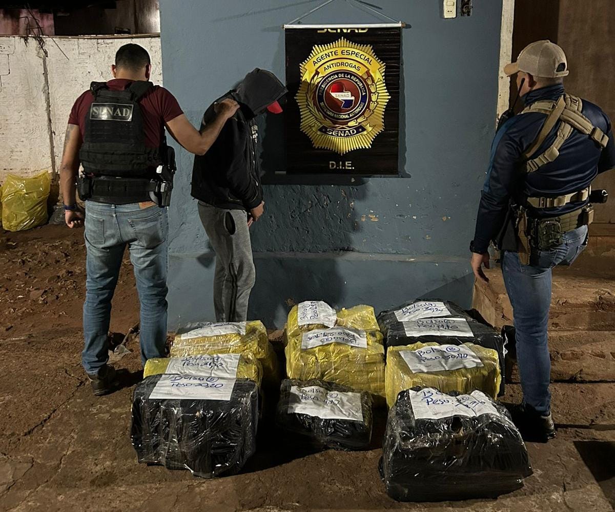 Confiscan cargamento de droga tras operativo nocturno en Pedro Juan Caballero.