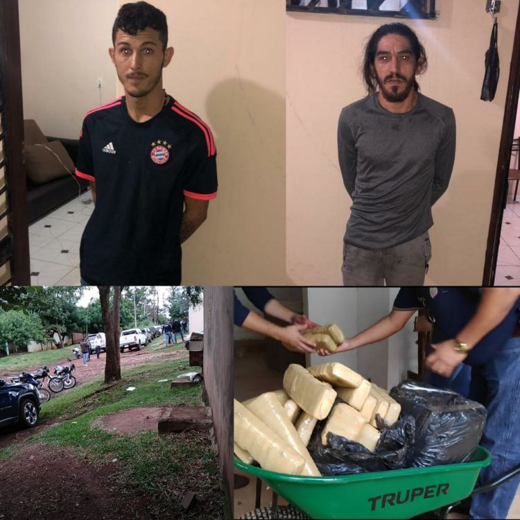 Tres brasileños detenidos con drogas y armas.