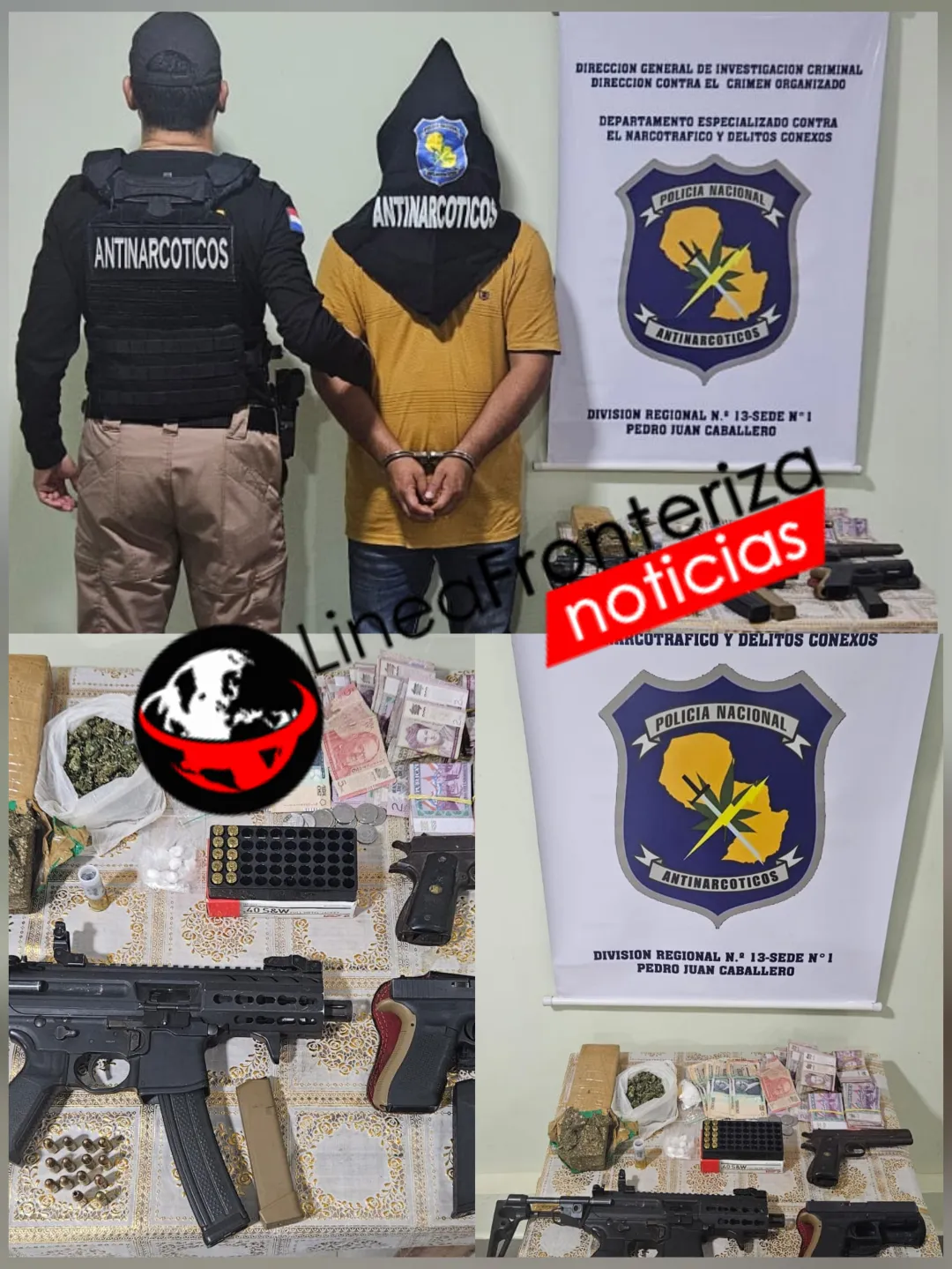 Allanamiento en Cerro Corá: Detienen a hombre con drogas, armas de fuego y dinero en efectivo