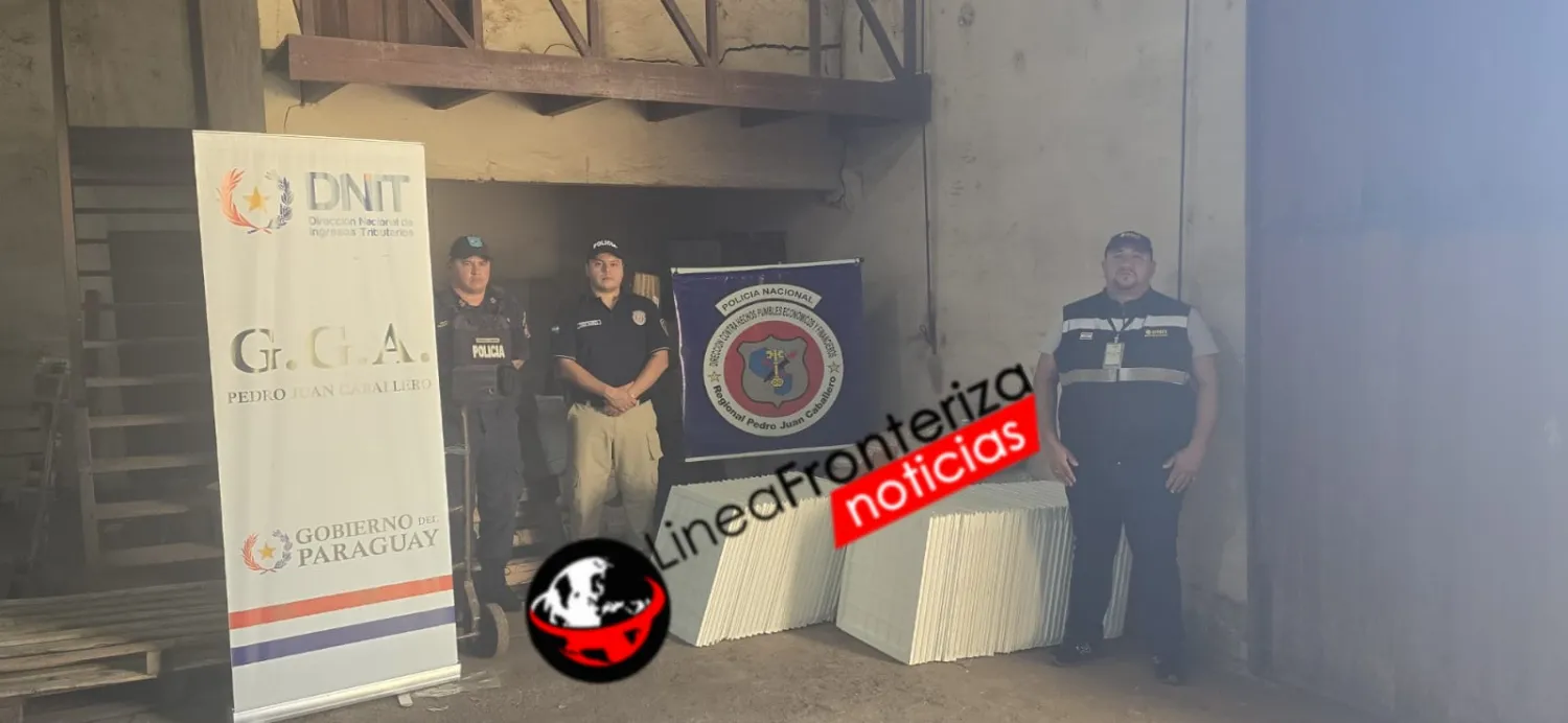 DNIT incauta 60 placas de yeso en operativo contra el contrabando en Pedro Juan Caballero