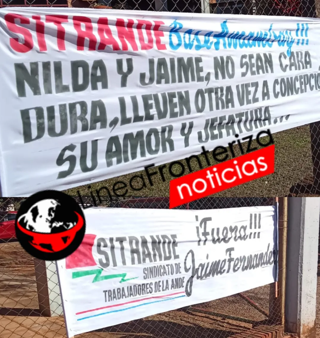 Polémico cartel frente a la ANDE expone conflicto interno y denuncia de trabajadores