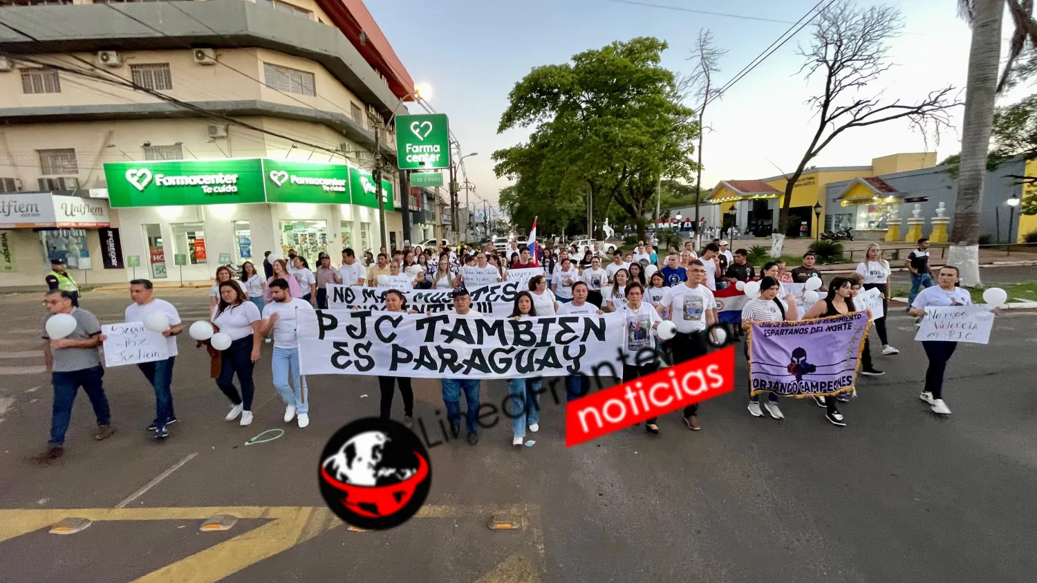 Manifestación pacífica por la paz en Pedro Juan Caballero