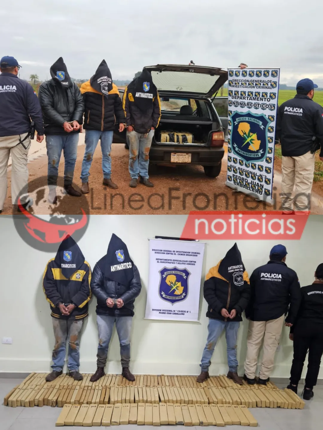 Operativo antidrogas en Pedro Juan Caballero: tres aprehendidos y casi 170 kilos de marihuana incautados