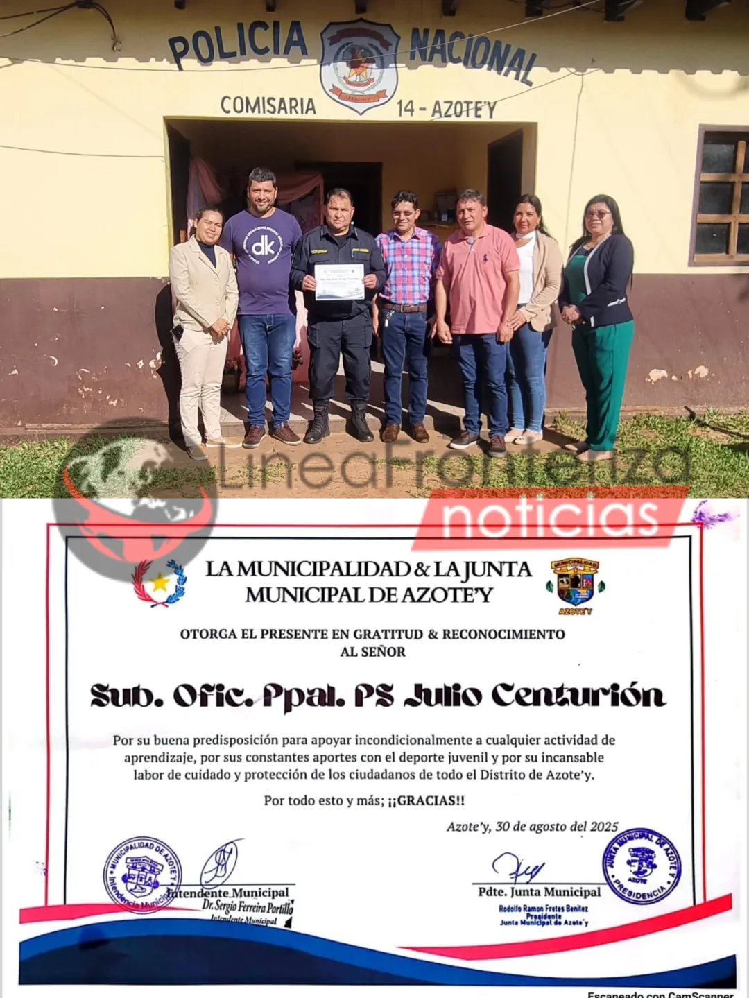 Azote’y reconoce la labor del Suboficial Principal Julio Centurión
