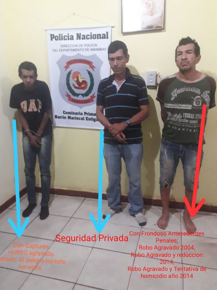Agentes policiales de la Comisaría Primera detuvieron  a tres personas y recuperaron objetos denunciados como hurtados