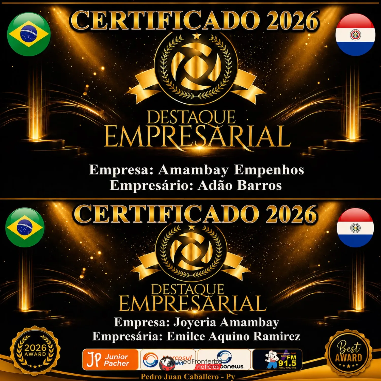 Amambay Empeños y Joyería Amambay reciben reconocimiento “Destaque Empresarial 2026”