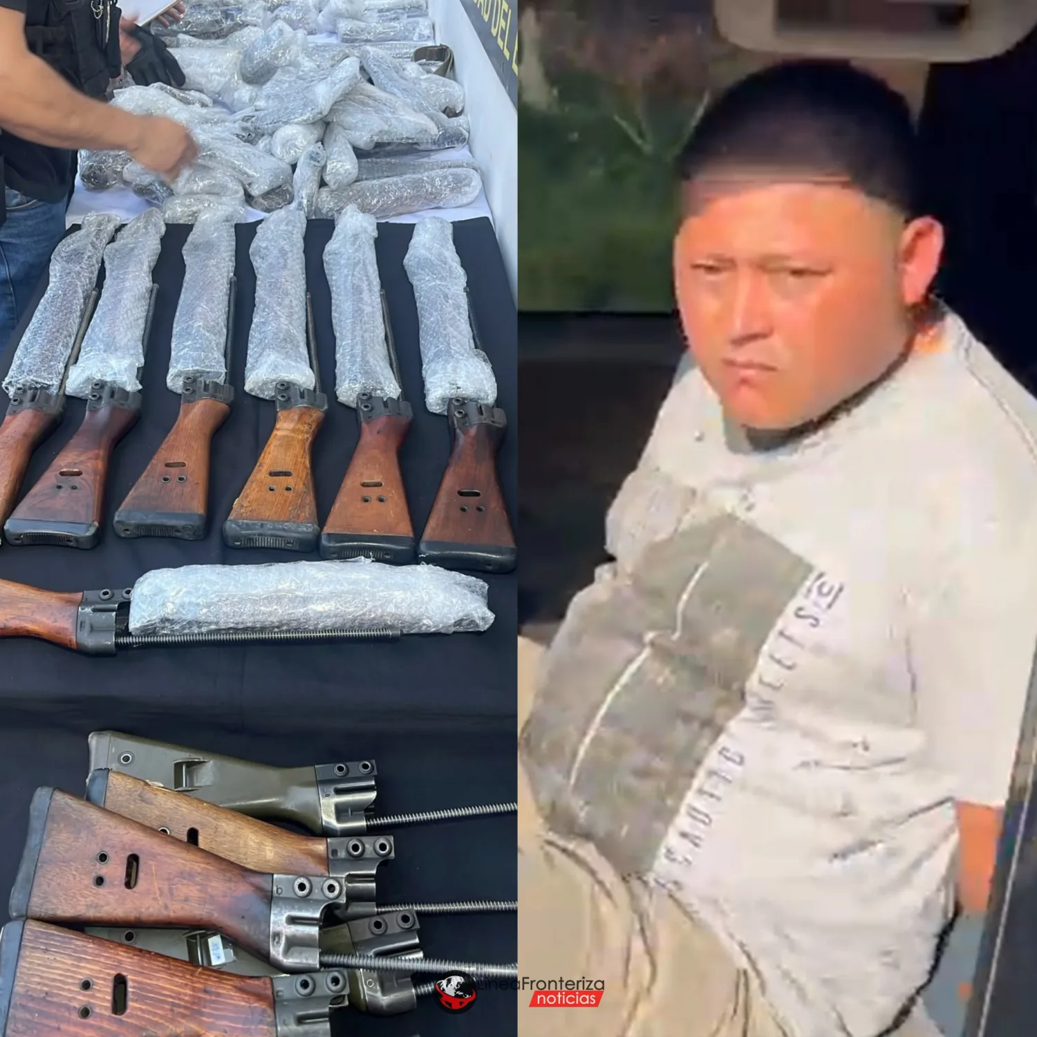 POLICÍA DETENIDO CON 20 FUSILES DE GUERRA OCULTOS