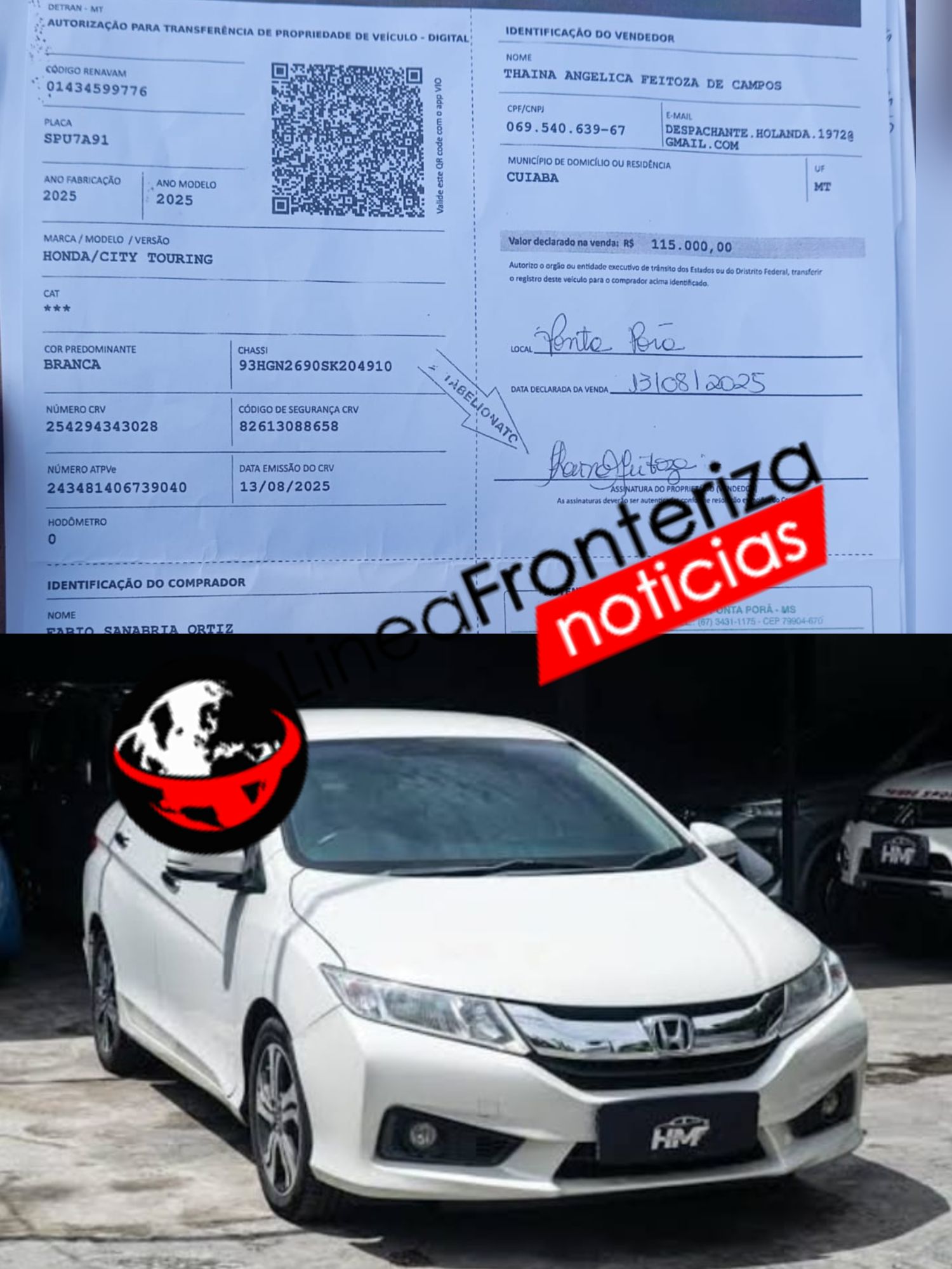 Hurto de vehículo en pleno centro de Pedro Juan Caballero